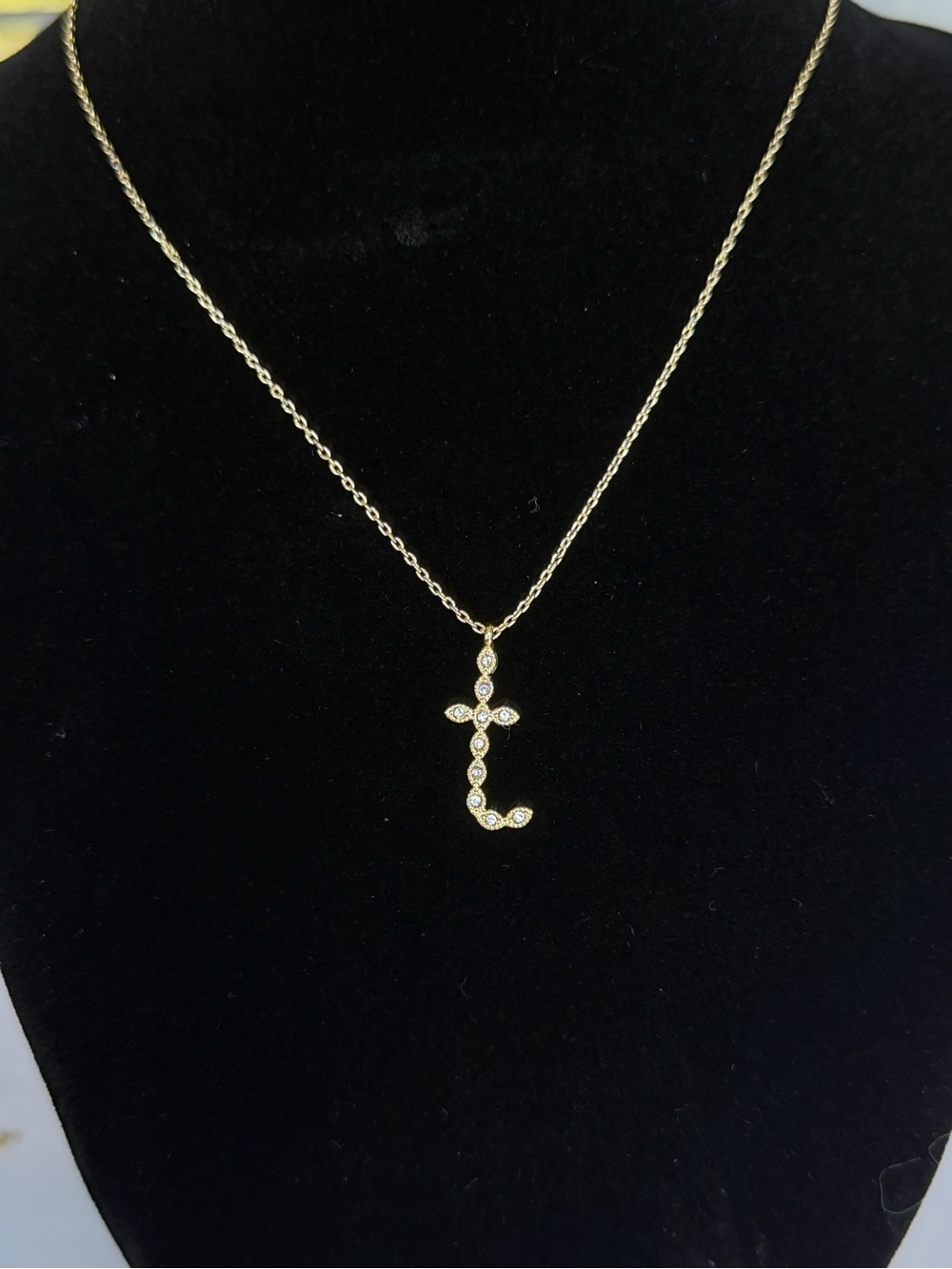 Maje Paris Gold Initial 't'‎ Crystal Necklace 17" with 1.5" Extender NWT